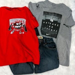 Youth Boys Bundle Lot L 10 Shirts Jeans